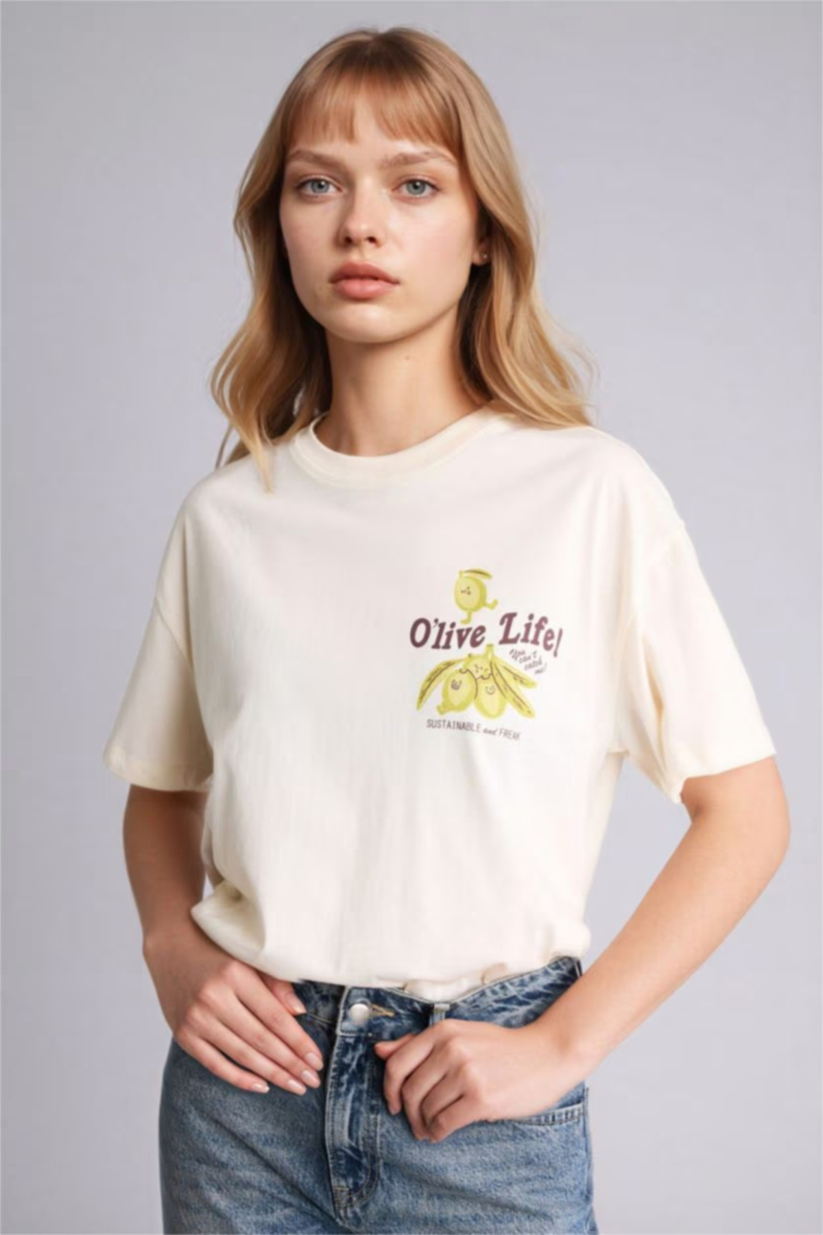 Defacto 100% Cotton Oversized Printed Short Sleeve T-Shirt G2471Ax26Sp