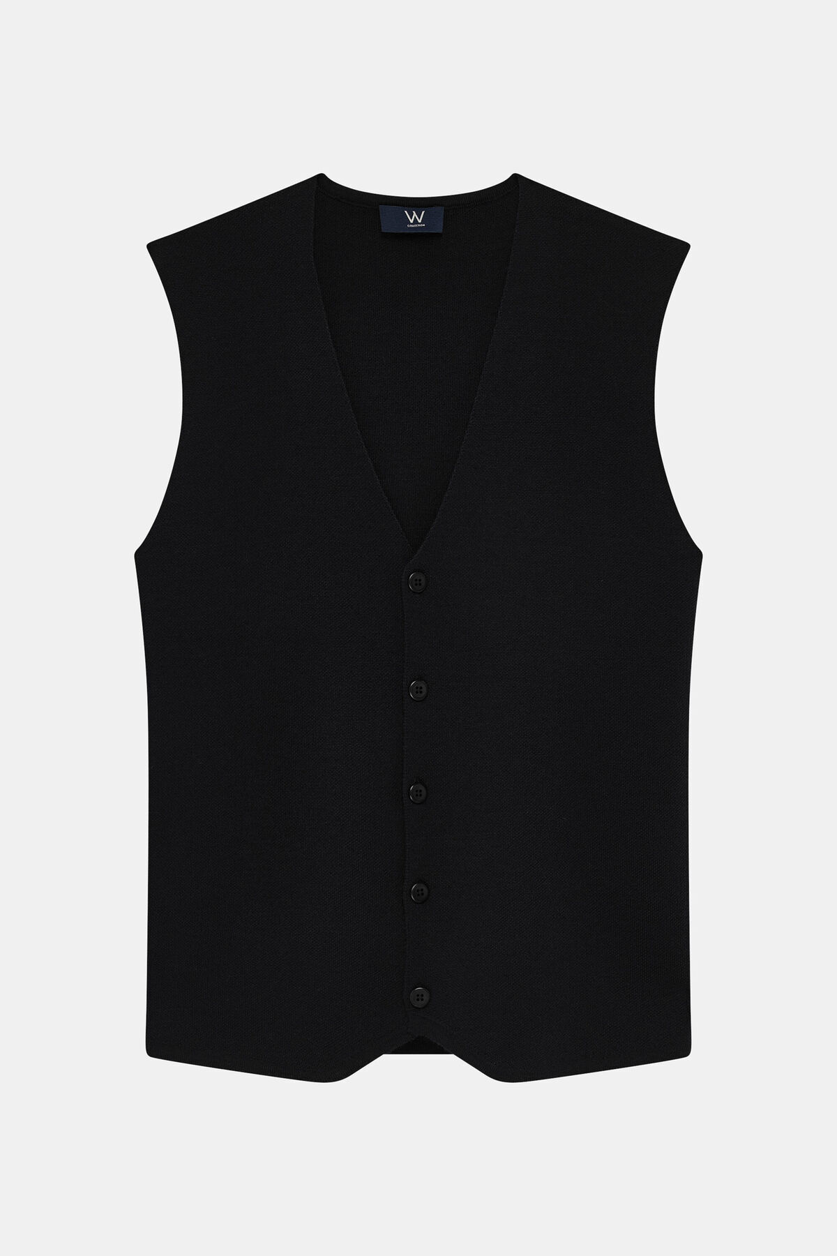 W Collection Siyah V Yaka Düğmeli Yelek