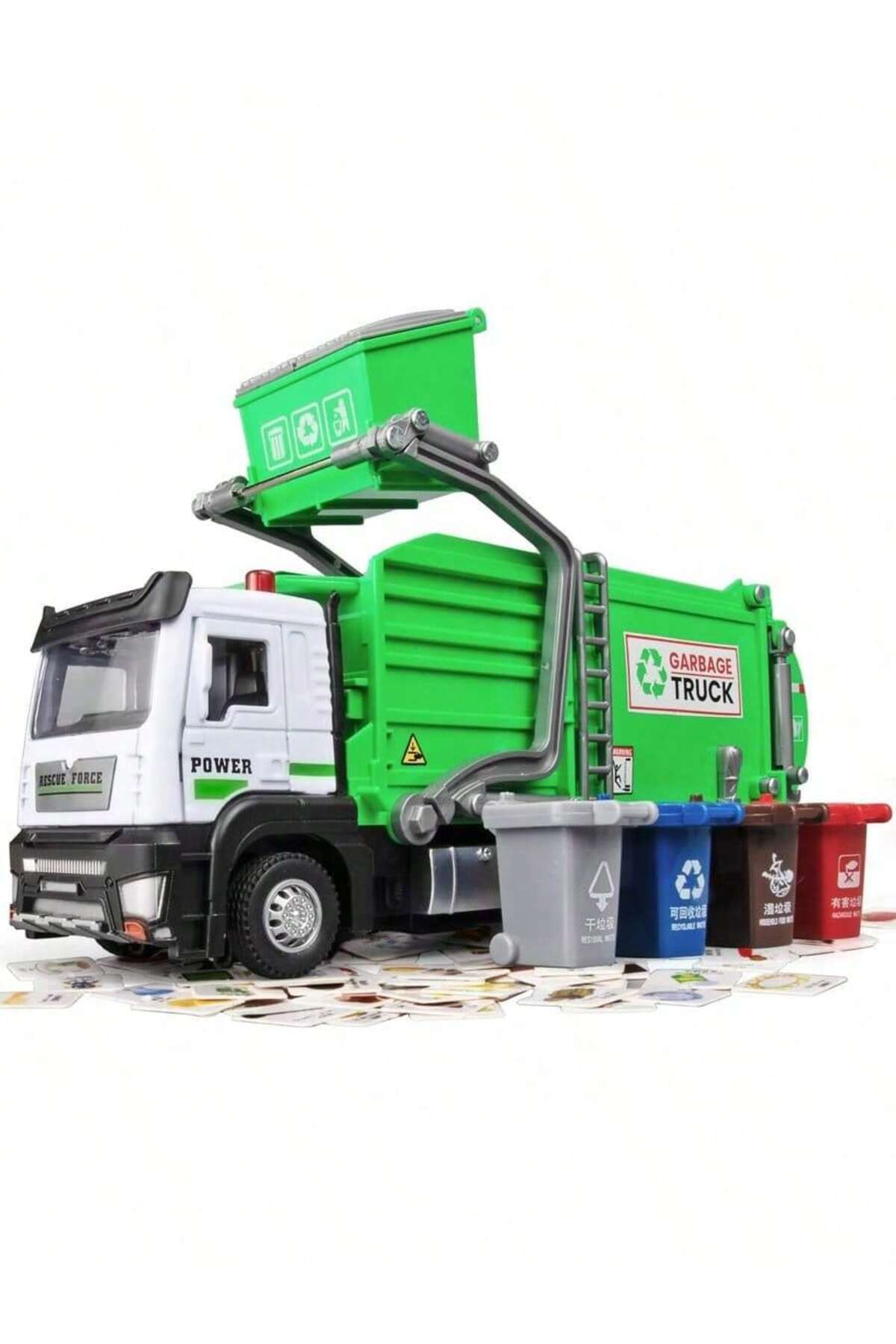 Choice Alloy garbage truck Realistic Garbage Truck Toy Set with Trash Can & STEM Learning Cards | 6+ Years