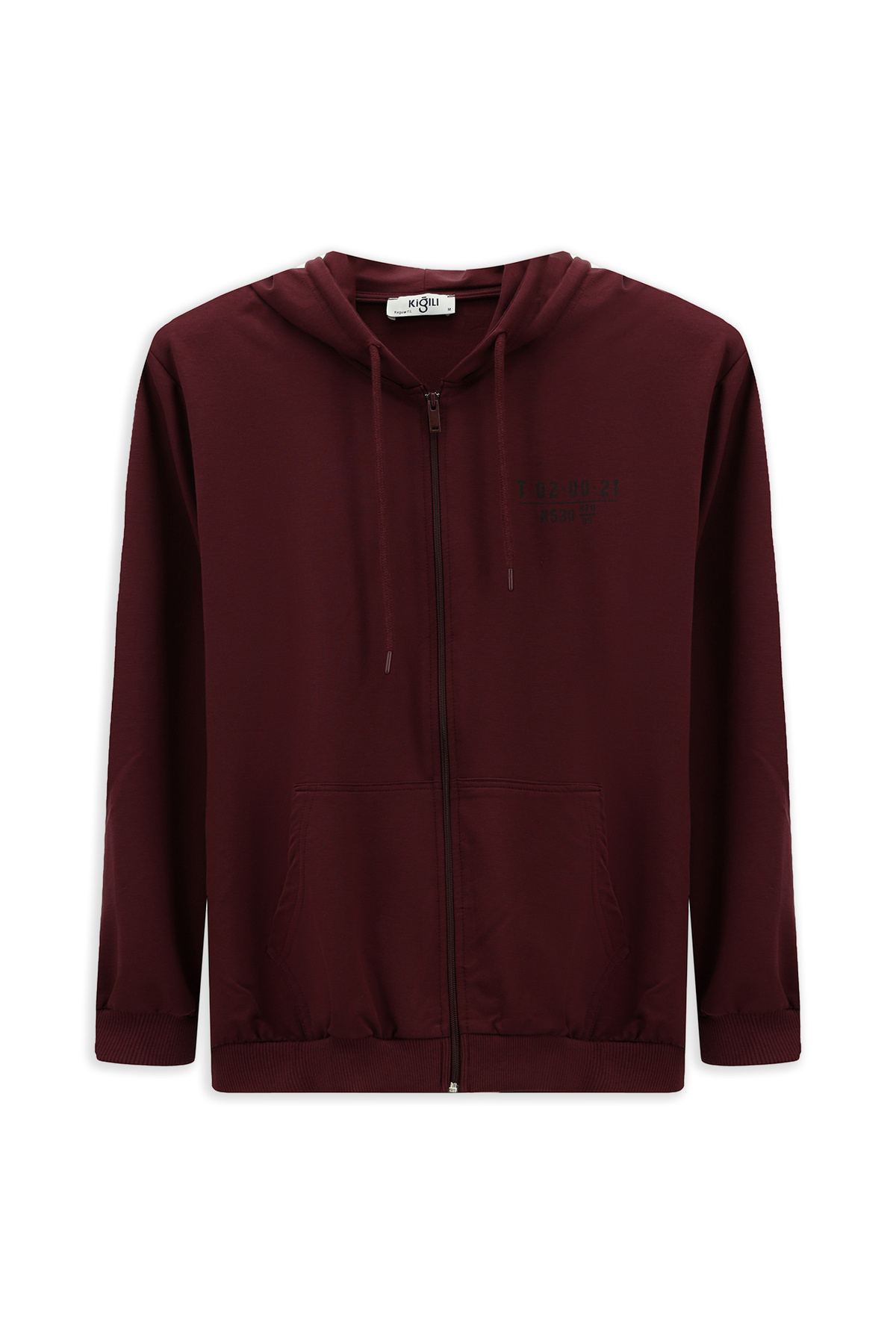 Kiğılı Kapüşonlu Regular Fit Fermuarlı Baskılı Pamuklu Sweatshirt görsel 2
