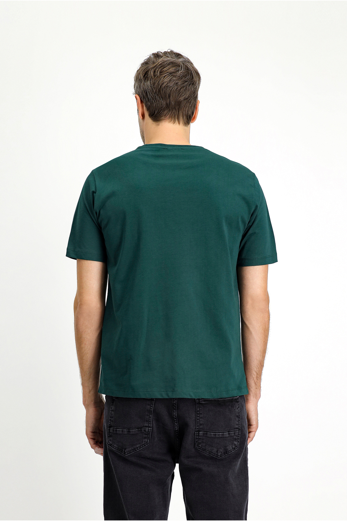 Kiğılı Bisiklet Yaka Regular Fit %100 Pamuk Süprem Basic Tişört görsel 5