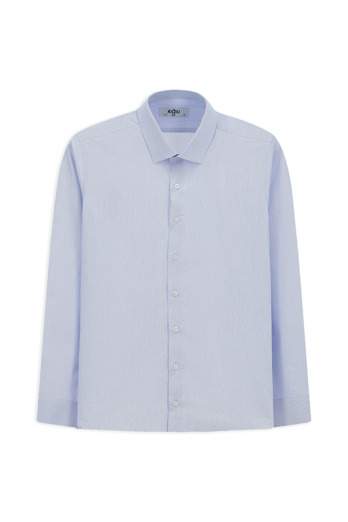 Kiğılı Uzun Kol Slim Fit Dar Kesim Pamuk Klasik Çizgili Gömlek görsel 2