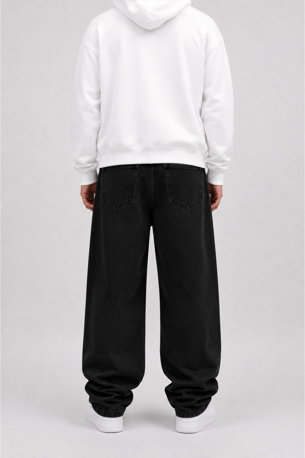 Lyvens Erkek Siyah Baggy Jean Pantolon görsel 4