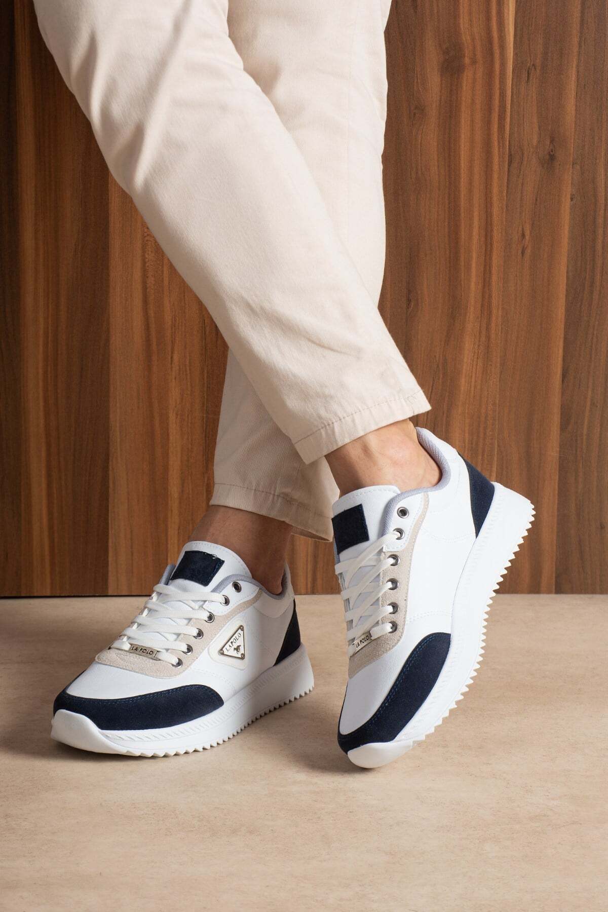 L.A Polo Beyaz Lacivert Erkek Sneaker görsel 3