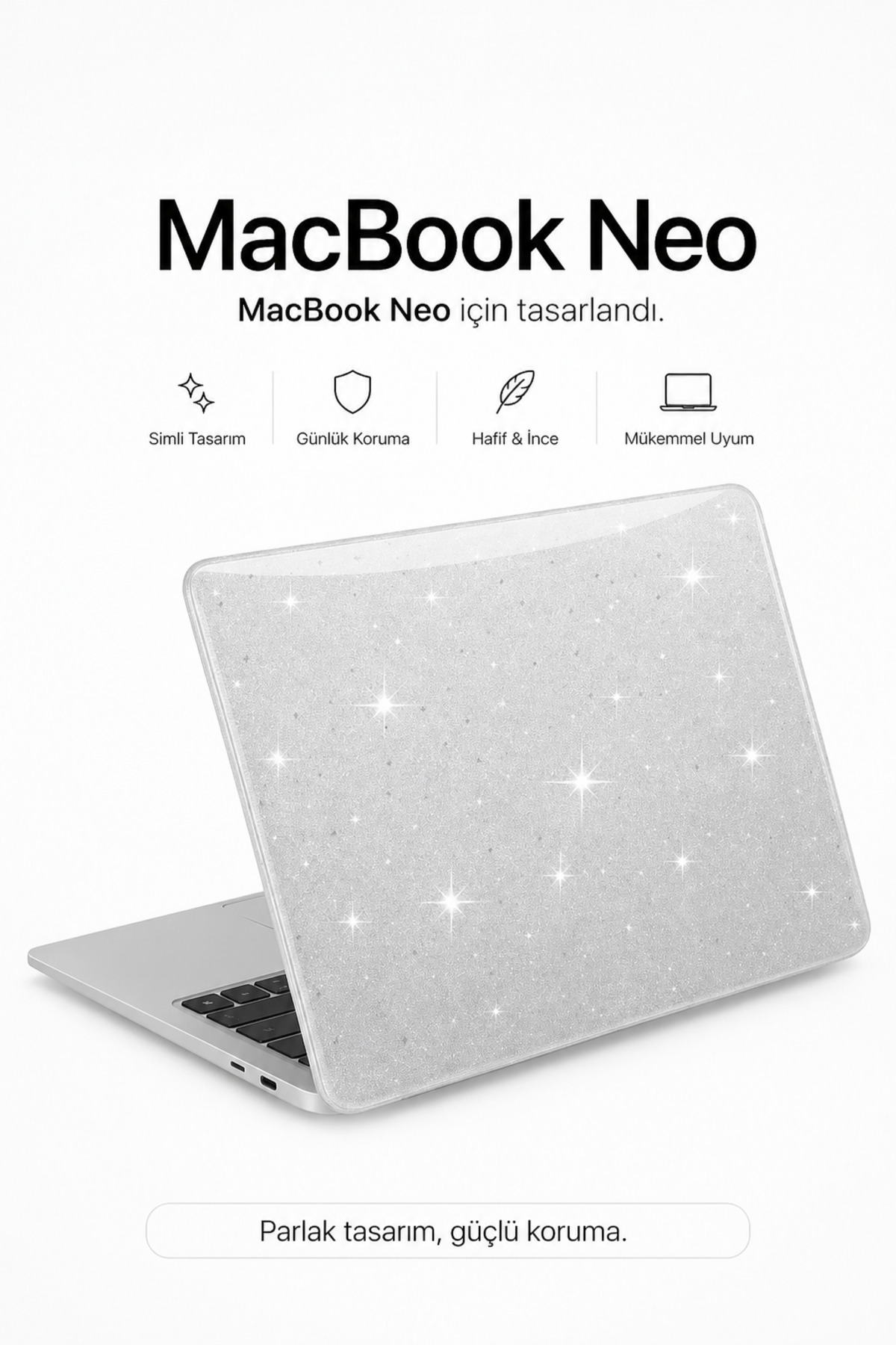 Apple Macbook Neo 13 inch A3404 Cover Case Gloss Glitter Clear 360 Full Protection Hard PC Protective Shock Absorber