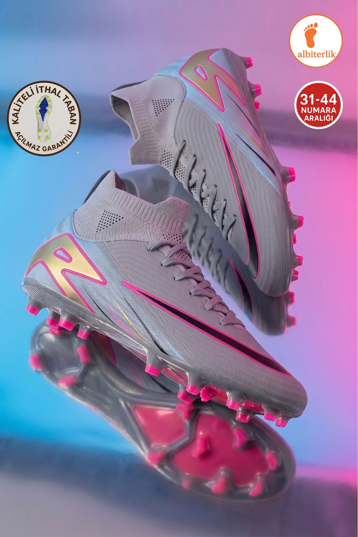 AlbiShoes Erkek Halı Saha Krampon Kaliteli İthal Taban Çim Saha Çoraplı Ayağı Saran Esnek Konforlu