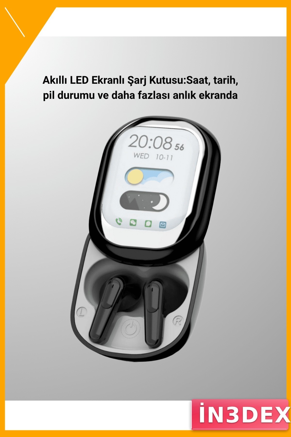 LED Ekranlı Kablosuz Kulaklık Seti Uzun Pil Ömrü