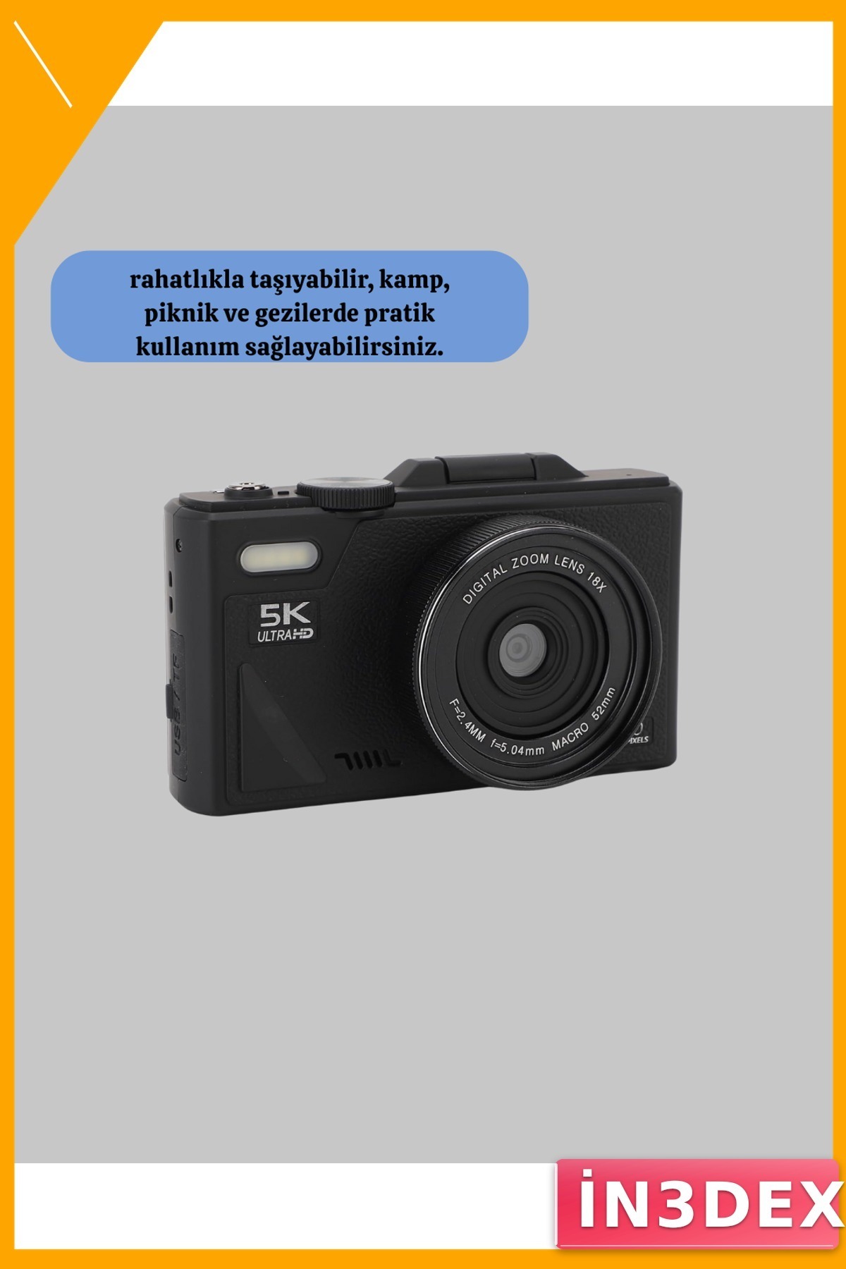 5K 75MP Dijital Kamera 18x Zoom Stabilizasyonlu Otofokus