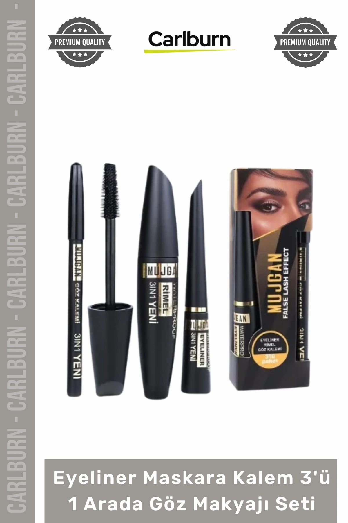 #Kozmetik Siyah Suya Dayanıklı Dolgun Kalıcı Eyeliner Maskara Kalem 3'ü 1 Arada Göz Makyajı Seti — رنگارنگ 53549 Geçirmez Akmaz Kaymaz Kadın — تصویر 4 از 5