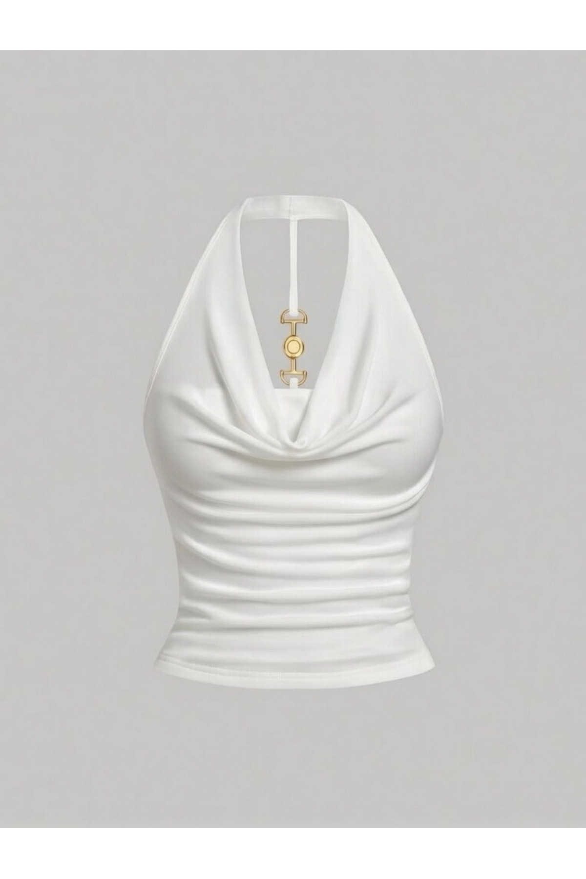 Wildco Bela degaje bluza sa halterom i metalnim detaljima, uska ženska bluza,...