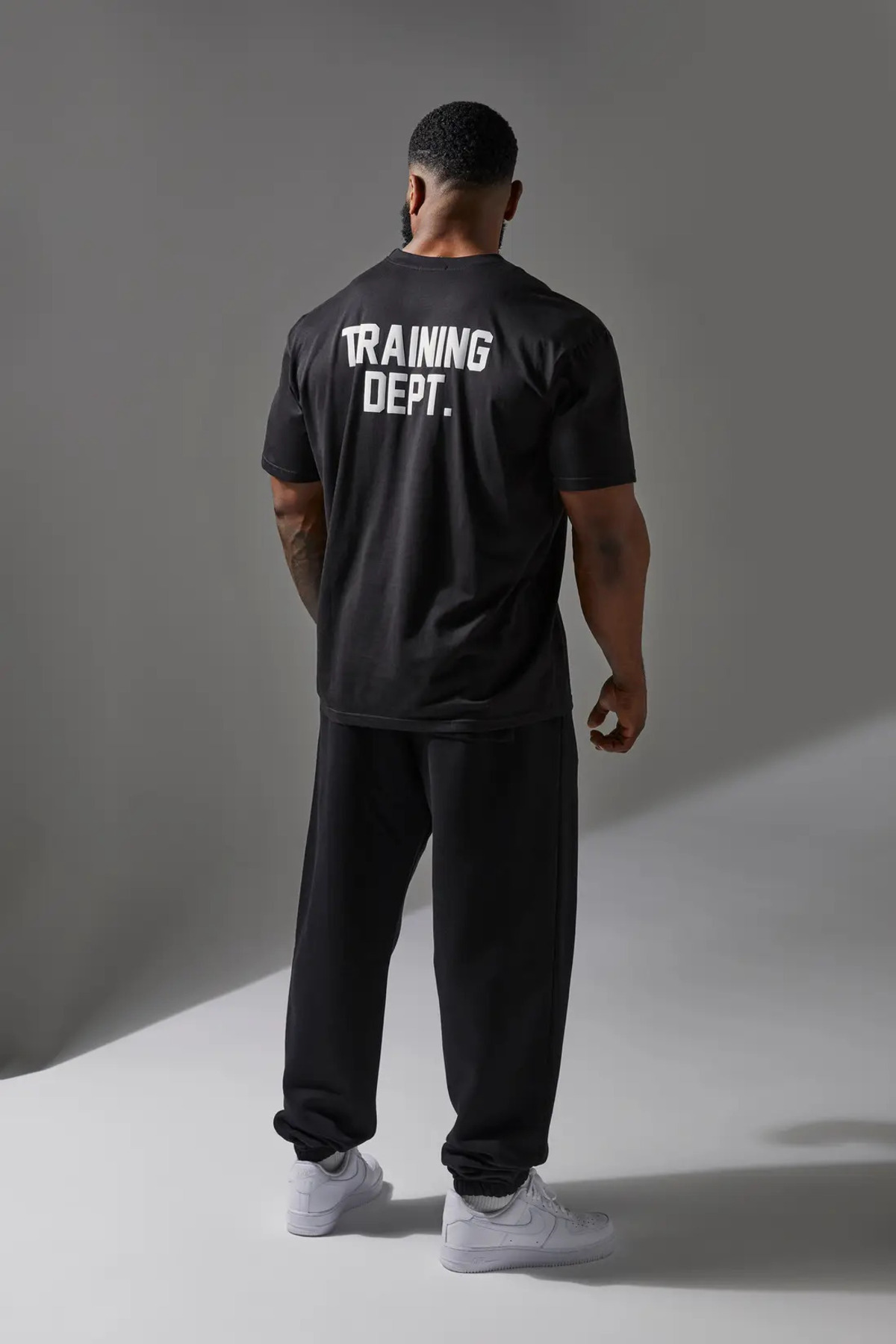 KAWEAR Oversize Black Combed Cotton Unisex Training Dept. Premium T-Shirt