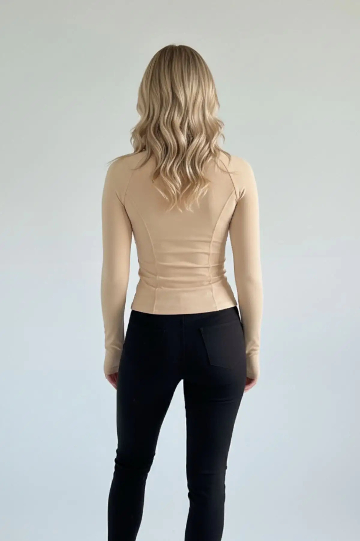 İsra Ayyıldız Moonstar Collection Cepli Mom Parmak Delikli Basic Slim Fit Range Rover Street Y2K Crop Hırka görsel 3