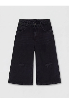 LC Waikiki LCW Kids Siyah Yırtık Detaylı Kız Çocuk Jean Şortolon