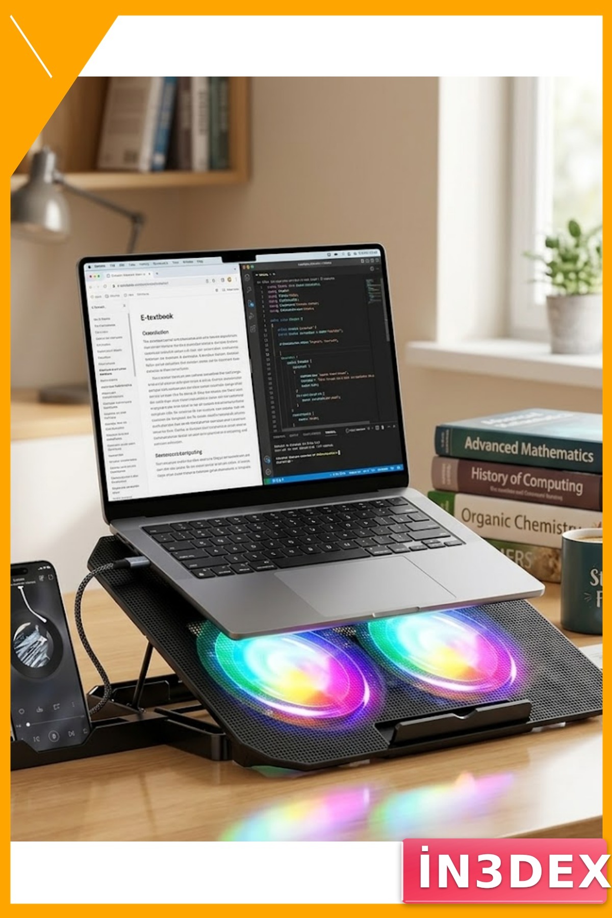 RGB Aydınlatmalı İki Fanlı Notebook Soğutucu Stand Laptop Altlığı
