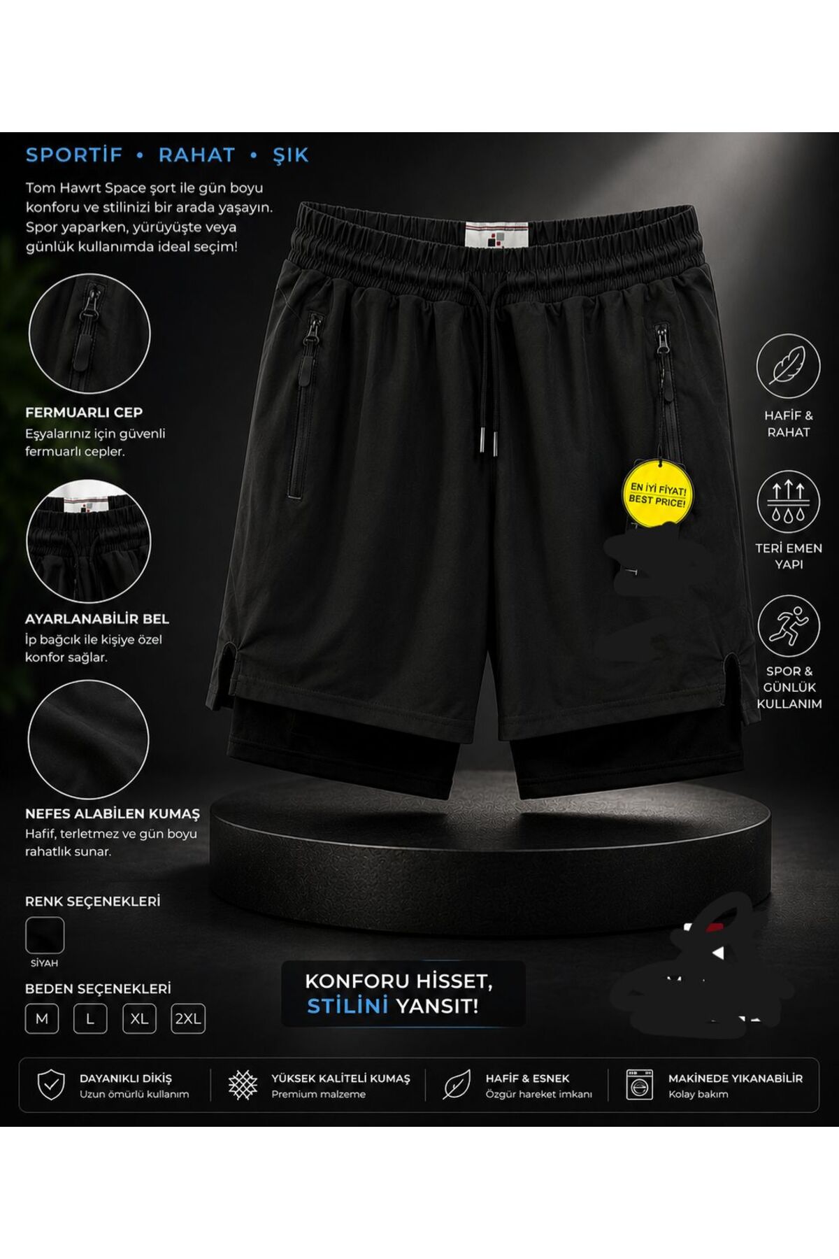 mikam Men's Tight Shorts Sports Parachute Fabric Waterproof Tights Bi̇ti̇şi̇k