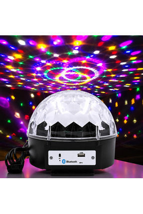 LİNALP RGB Disko Işığı Ses Kontrollü LED Parti Lambası DJ Efektli Renkli Döne...