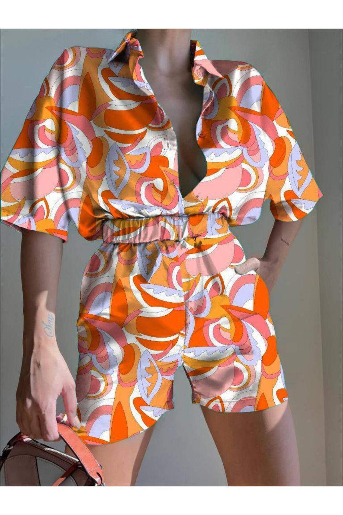 ONE WEAR Ženski set košulja i šortsa za leto