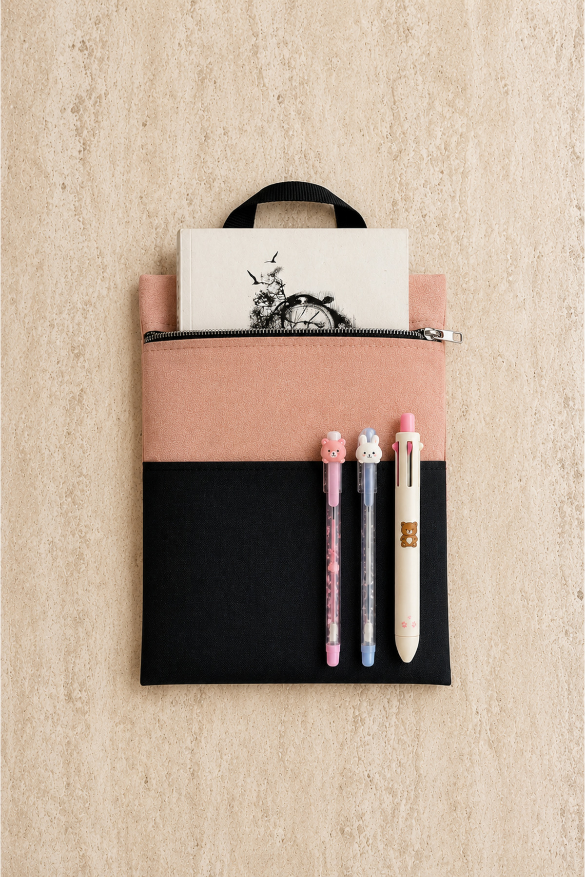 2 Compartment Pocket Book Pouch / Book Bag 27X20cm