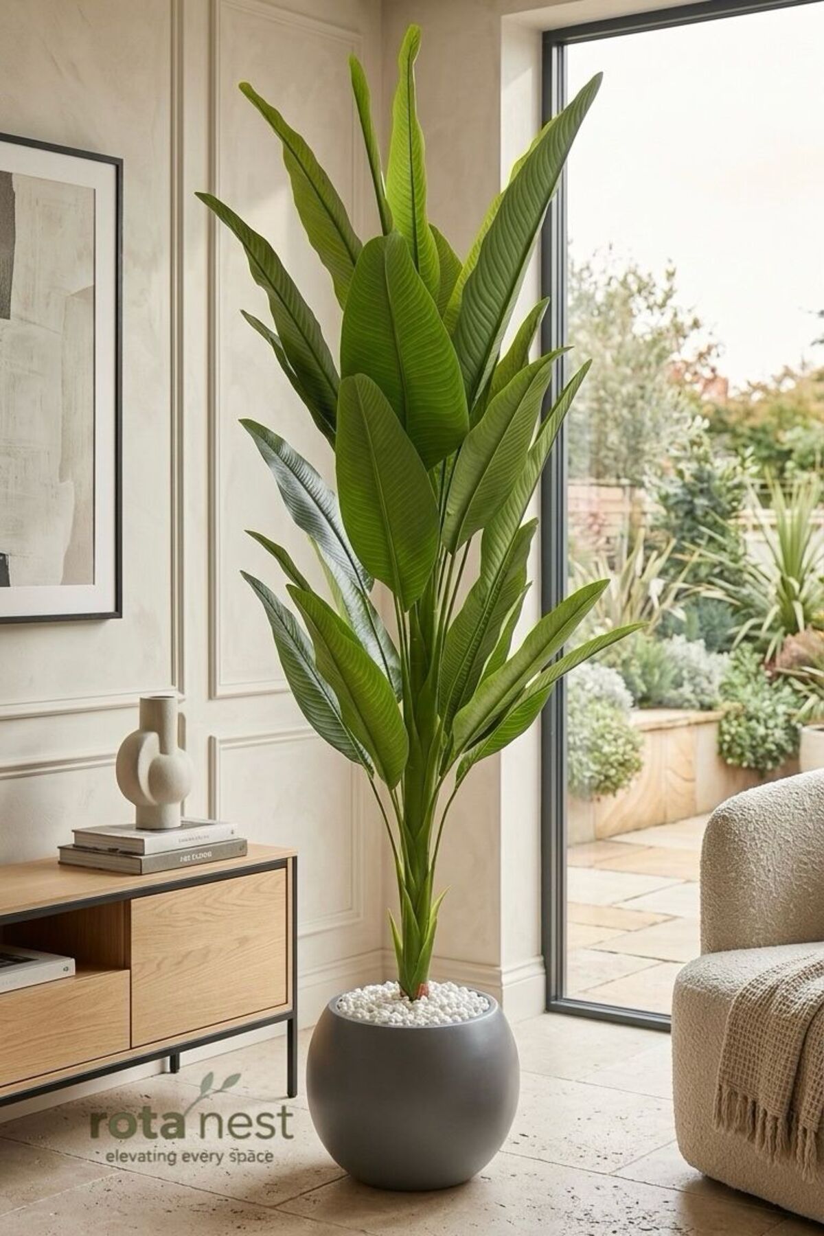 190cm 25 Leaf Single Trunk Artificial Tree Banana Tree Starly Tree - 30*40cm Sphere Potted