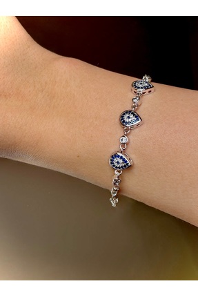 DuCa Handmade Zirkon Taşlı Nazar Boncuklu Damla Figürlü Ayarlanabilir Bilekli...