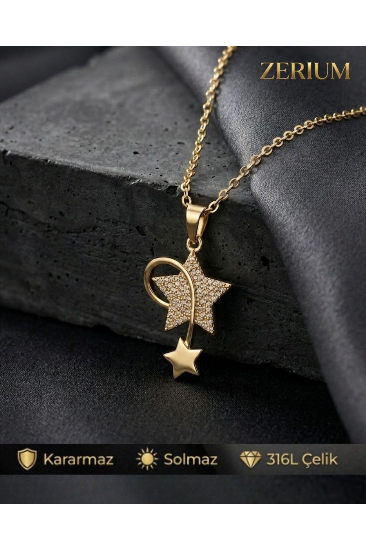 Women's Steel Necklace with Zircon Stargate 45 Cm