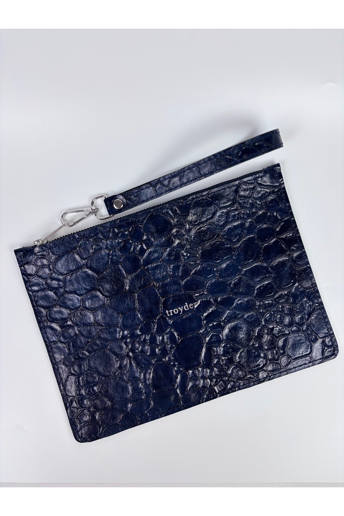 TROYDER Hakiki Deri Clutch/Portföy Çanta Lacivert Renk