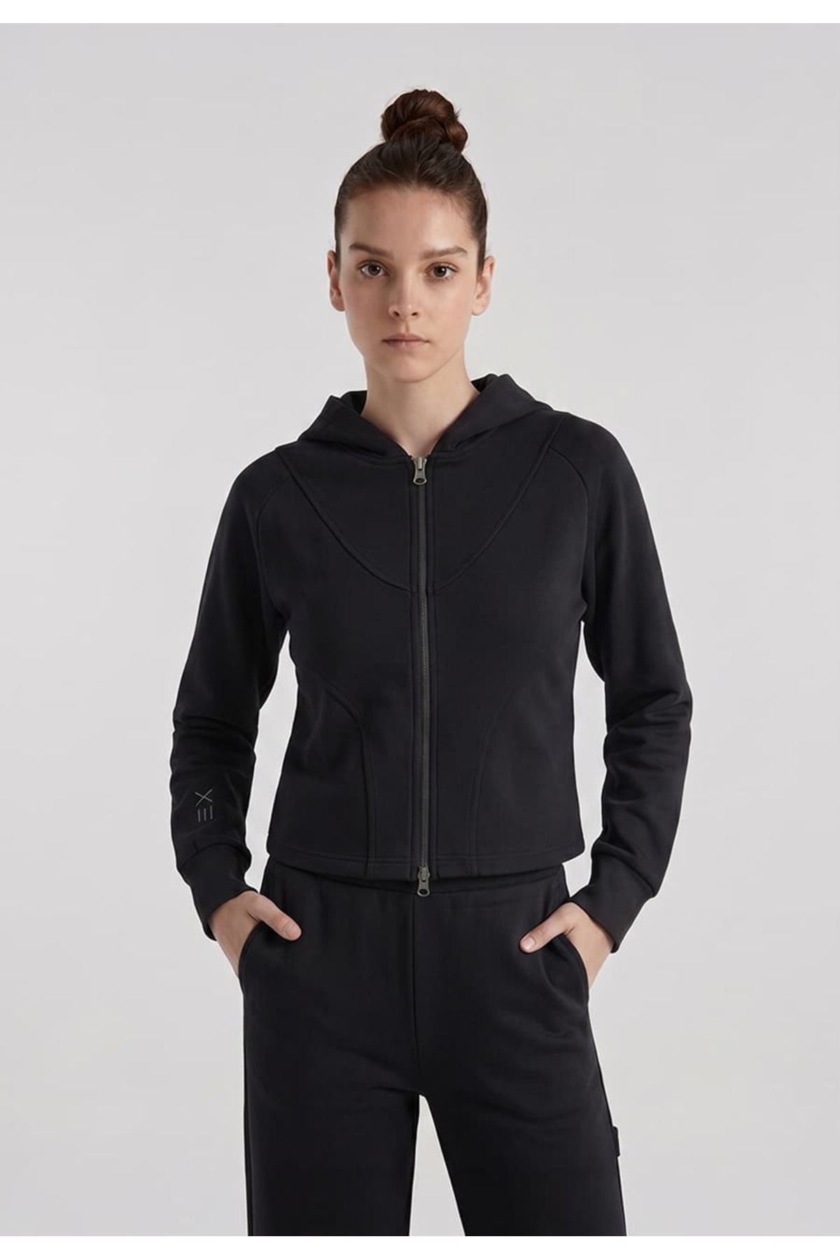 Definex Kadın Korse Fit Dual Zip Kapüşonlu Sweat