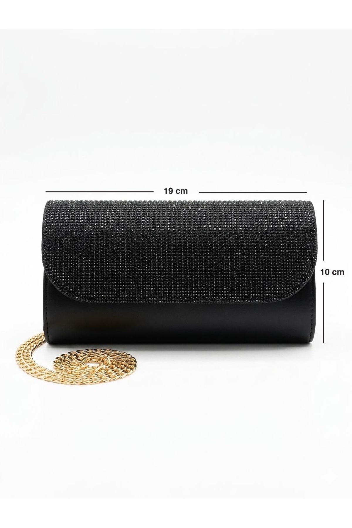 FN Bags Kadın Siyah Abiye Parlak Taş Detaylı Clutch görsel 6