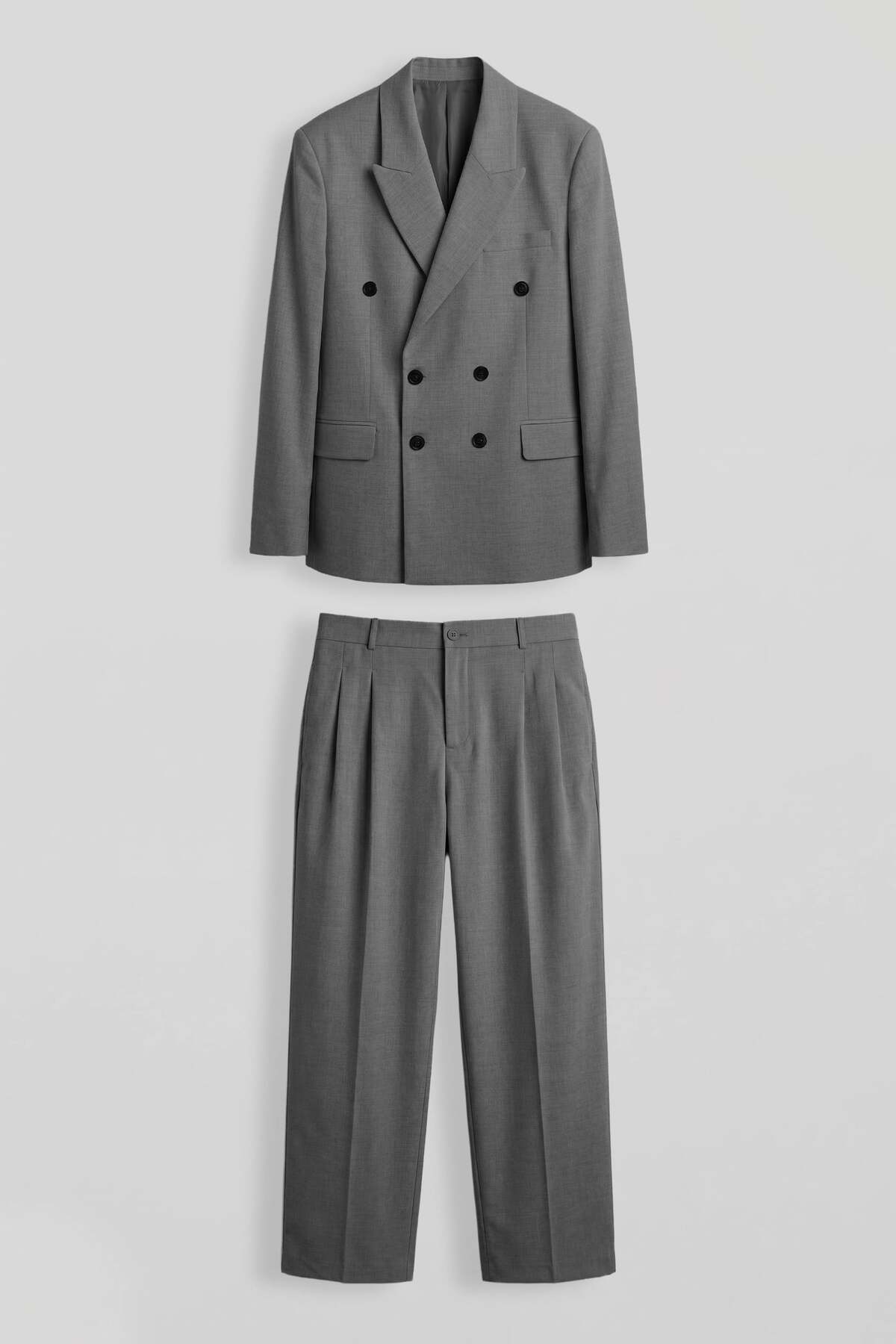 ablukaonline Erkek Oversize Kruvaze Modern Takım Elbise Antrasit
