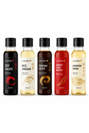LİZUMİ Asya Sos Seti 5x150ml | Soya Sosu, Teriyaki, Sweet Chili, Pirinç Sirke...