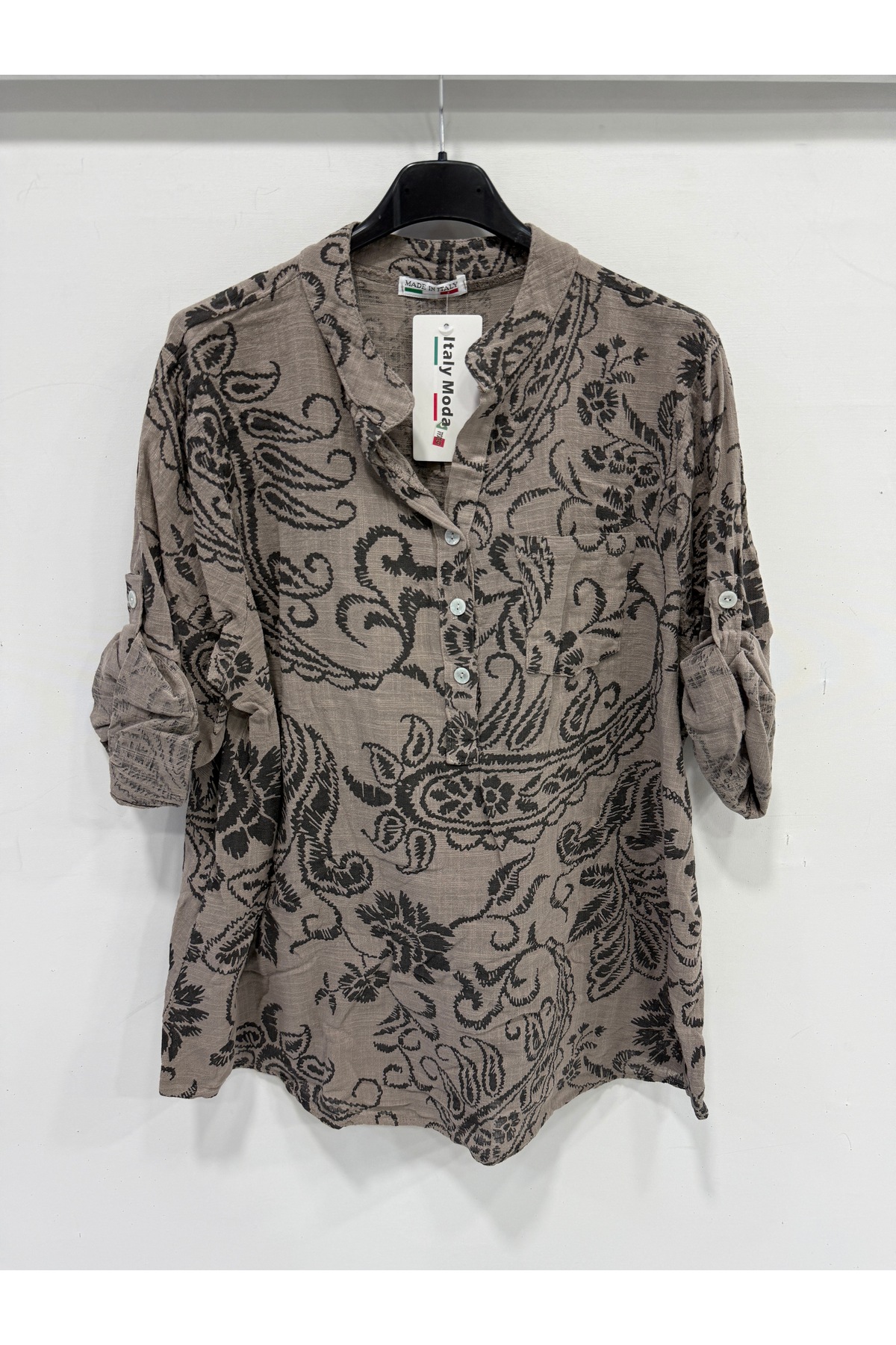 Women's Mink Italian Ethnic Shawl Pattern Judge Collar Folding Poor Sleeve Blouse Size 40 - 44