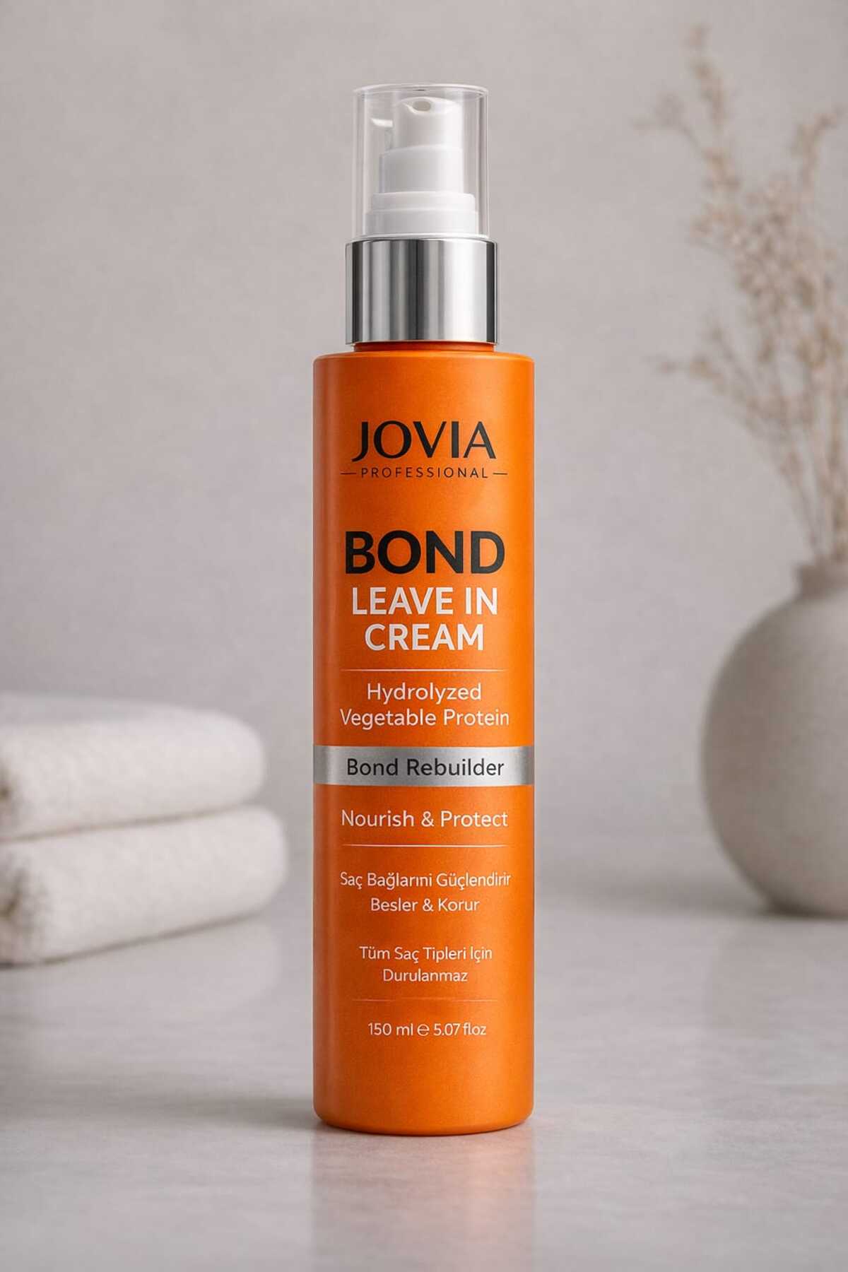 Jovia BOND LEAVE IN CREAM-İŞLEM GÖRMÜŞ VE YIPRANMIŞ SAÇLAR-KURU VE ÇOK KURU SAÇLAR İÇİN PİRİNC VE BUGDAY PROTEİN KATKILI MASKE 500 ML — LAFMASK