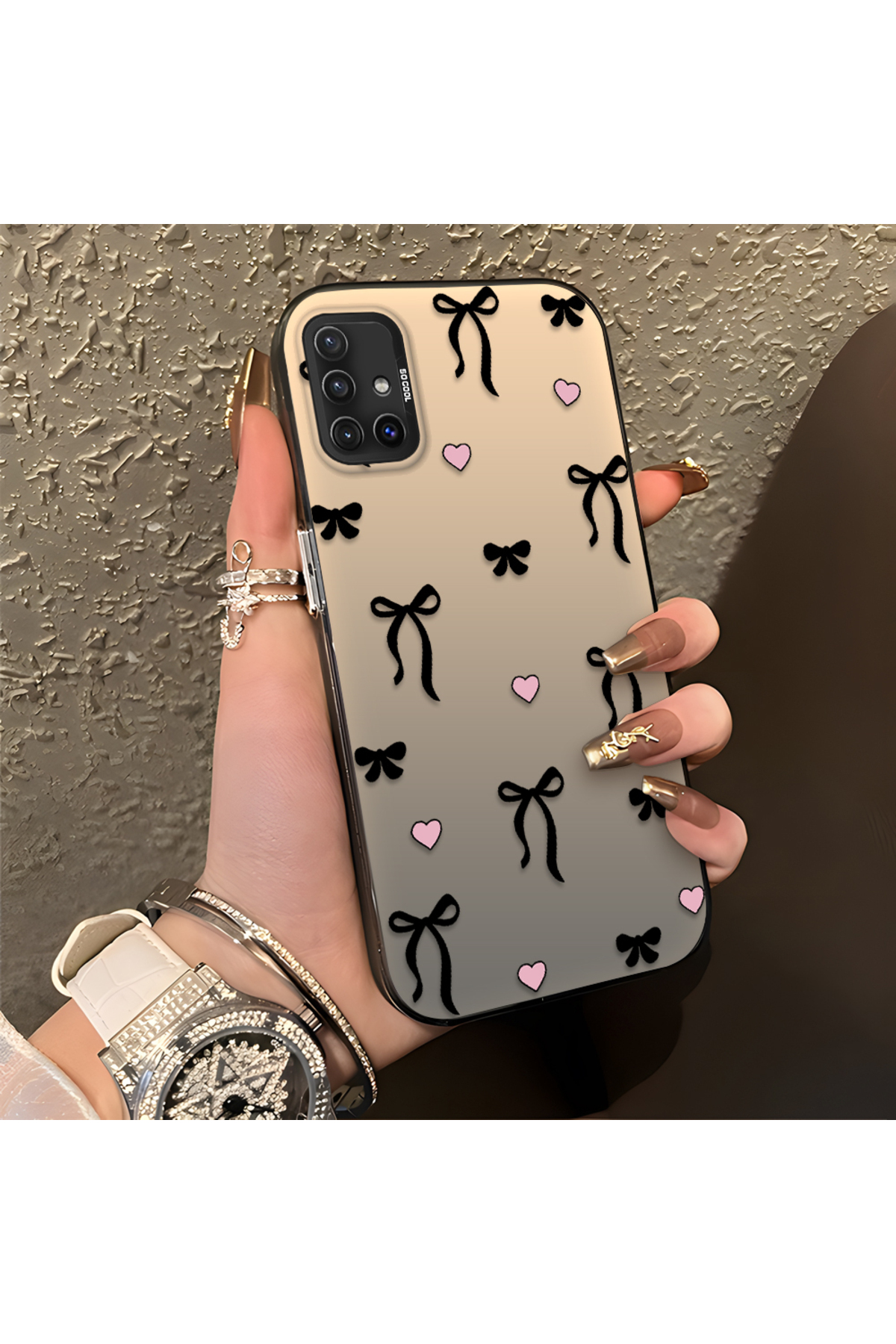 PATTERNOVA Samsung Galaxy A51 4G Uyumlu Yüksek Kaliteli Ferah Fiyonk Desenli Sert Silikon Uzun Ömürlü