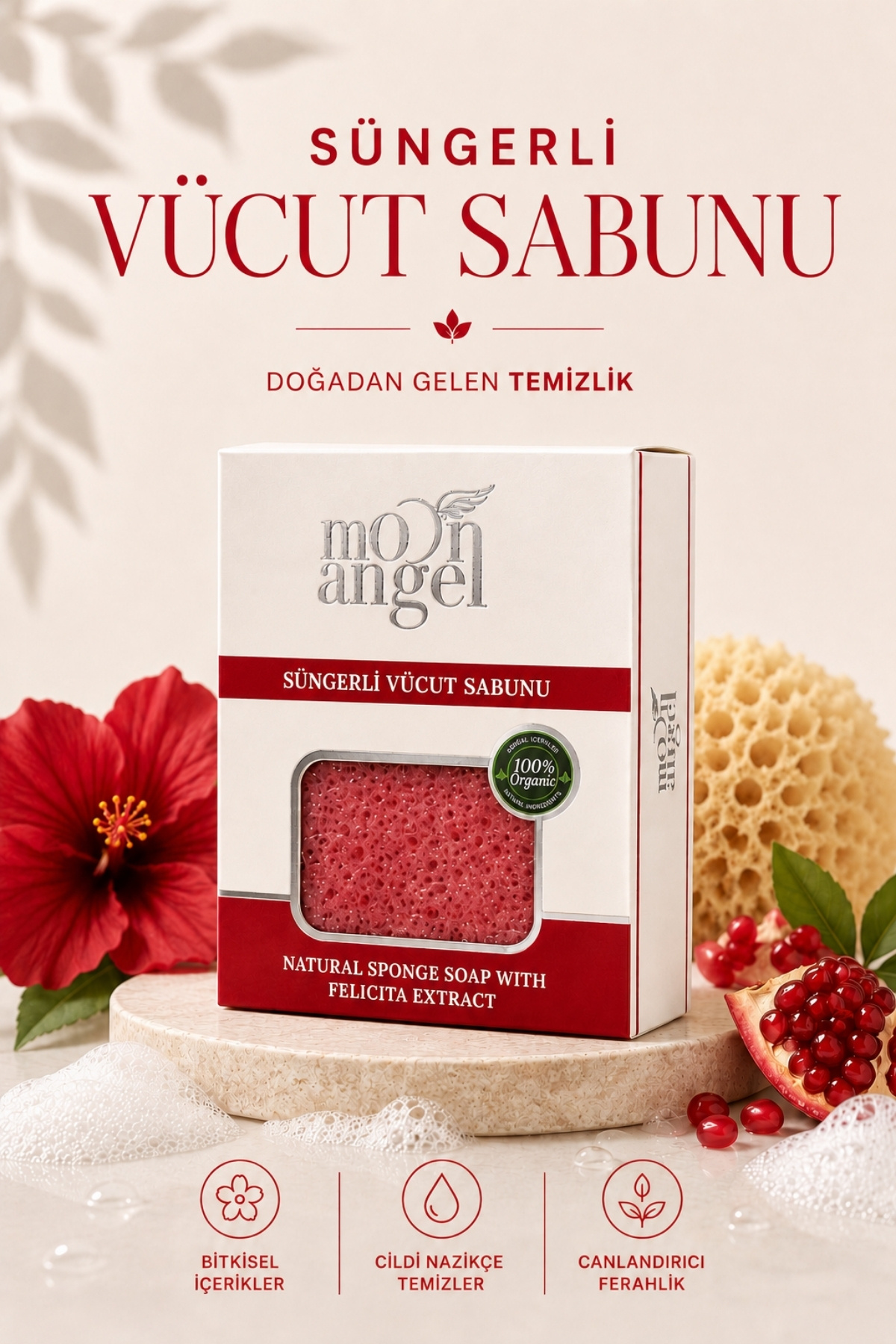 Süngerli Sabun Doğal Güzellik Felicita Extract Vücut Sabunu — görsel 3