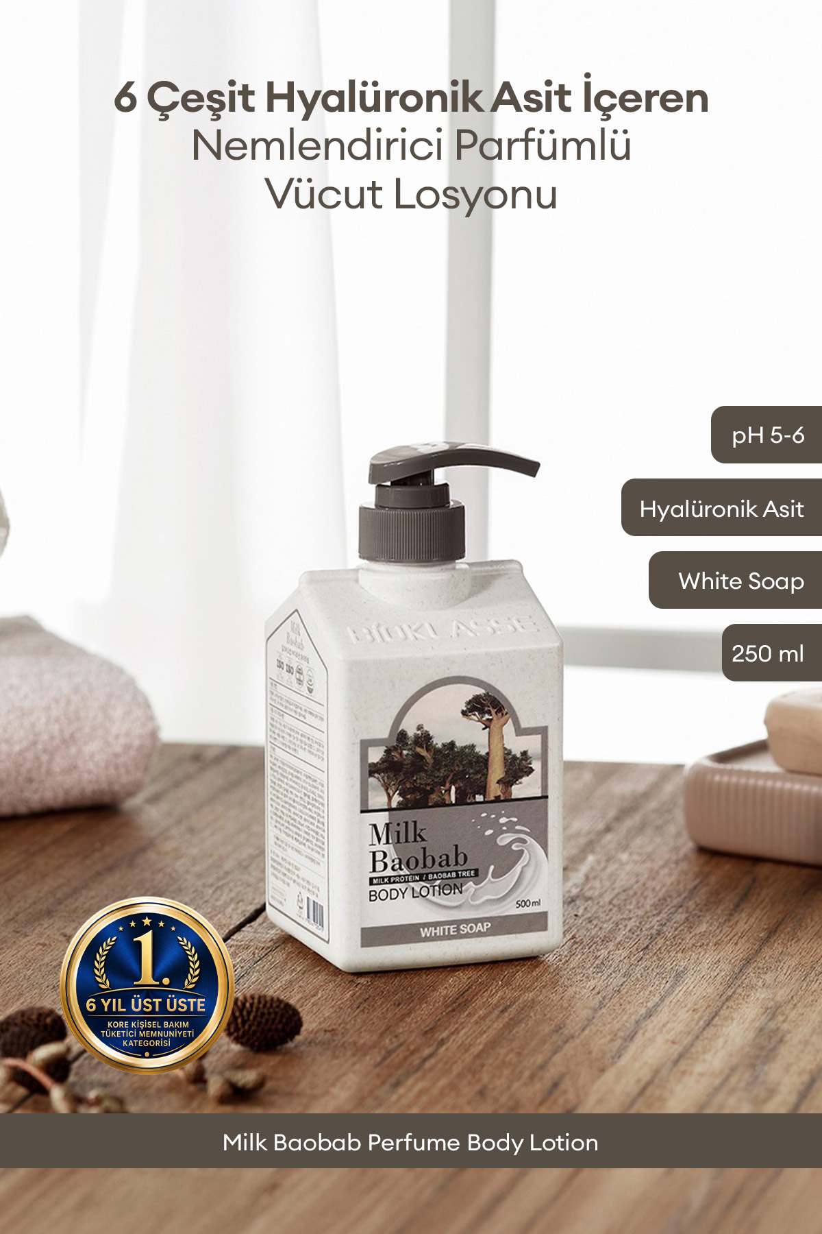 Milk Baobab 6 Hyalüronik Asitle Nemlendiren Parfümlü Vücut Losyonu Perfume Body Lotion (White Soap) — 9460