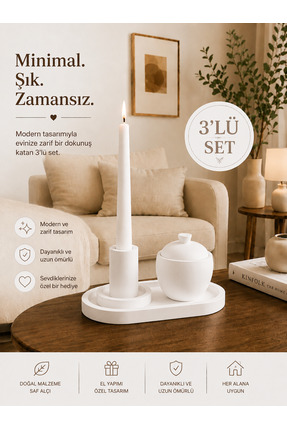 LGA COLLECTİONS EL YAPIMI DEKORATİF OBJE (MUMLUK-TEPSİ-KAPAKLI KASE)