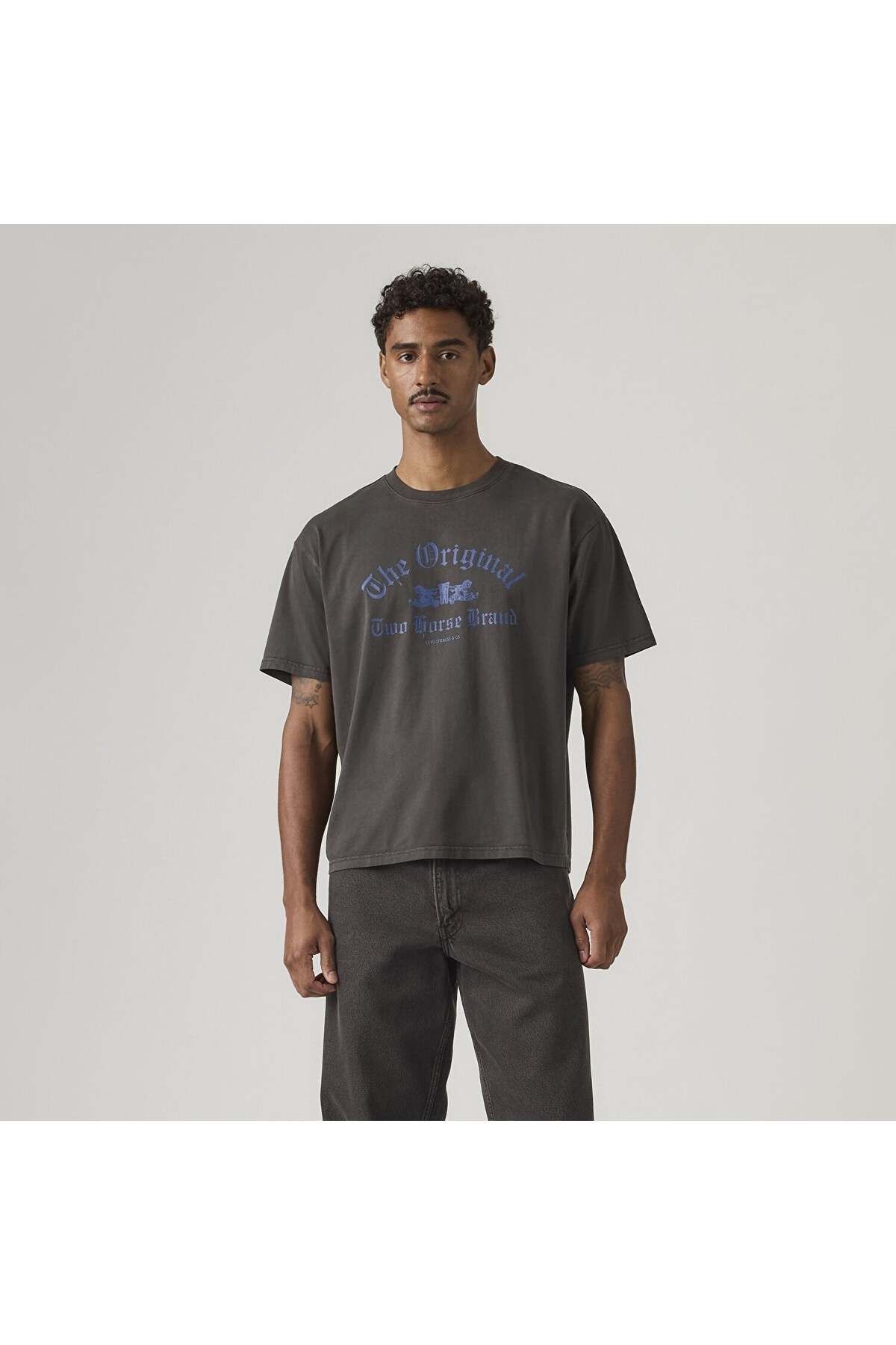 تی‌شرت گشاد خاکستری طرح گرافیکی مردانه - 004H0-0017 لیوایز تی شرت Levi's
