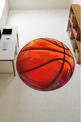 Dolce Mariee Basket Topu Desenli Yuvarlak Dijital Baskı Kaymaz Tabanlı Çocuk ...