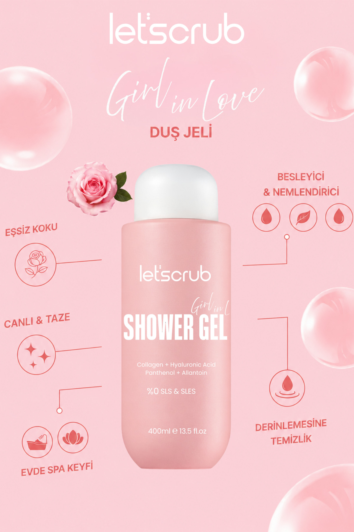 Girl in Love Saç ve Vücut Misti + Vücut Peelingi + Duş Jeli Seti | SLS ve Paraben İçermez — girlinlove-set — تصویر 6 از 8