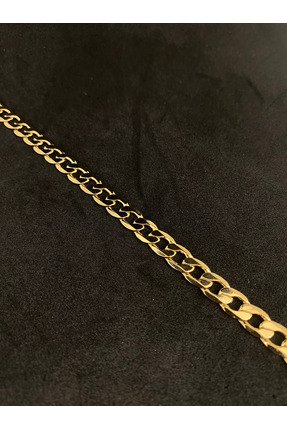 TAKI SANAT Kadın Gold Taşlı Badem Model Zincir Bileklik