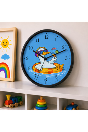 Defkay Çocuk Odası Duvar Saati - 30 cm - Ahşap El yapımı - Sessiz Mekanizma