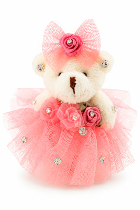 reyselstyle PEMBE TÜL ELBİSELİ PELUŞ AYI ANAHTARLIK