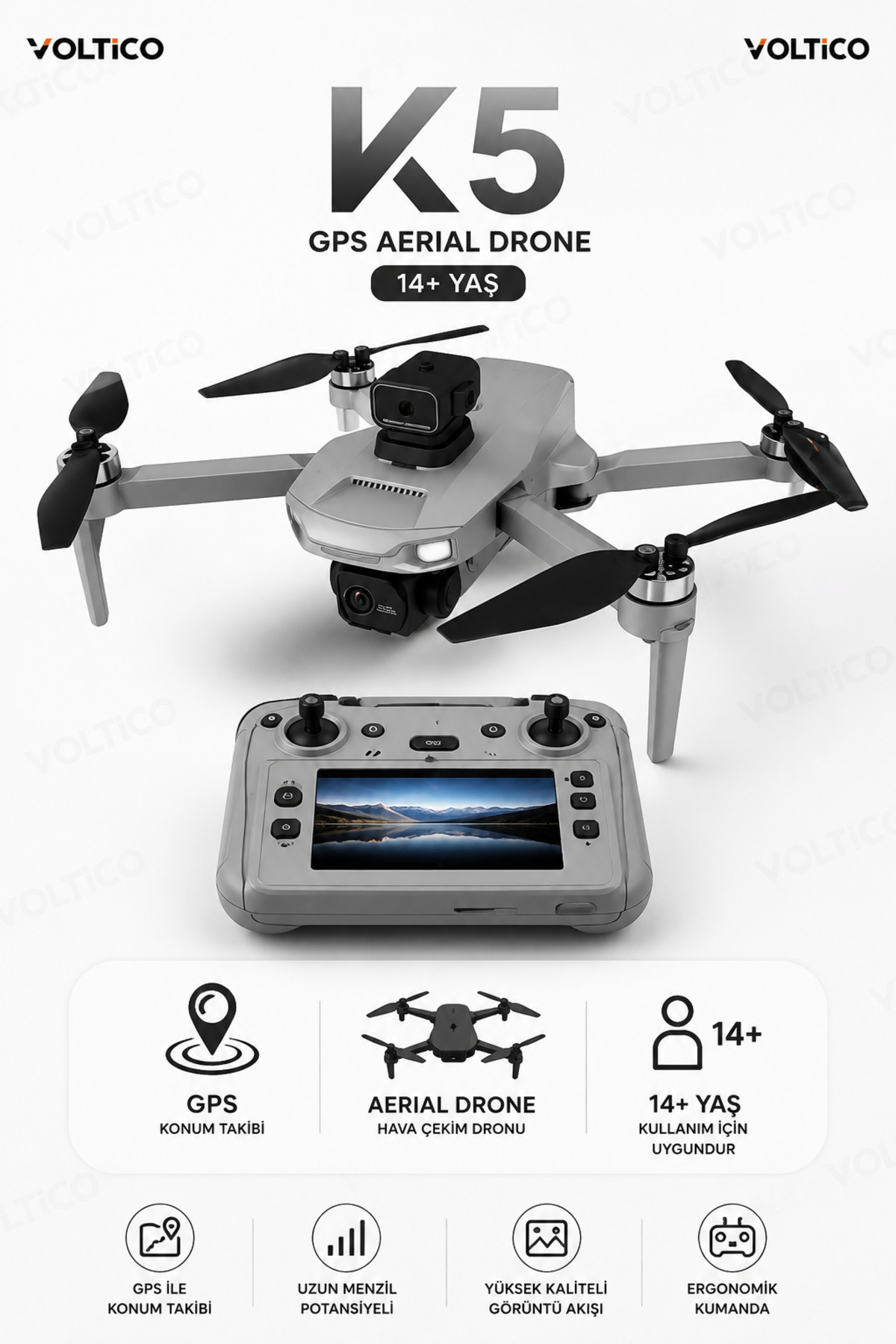Voltico K5 GPS Drone 4K Kamera | 1000 Metre Menzil | Fırçasız