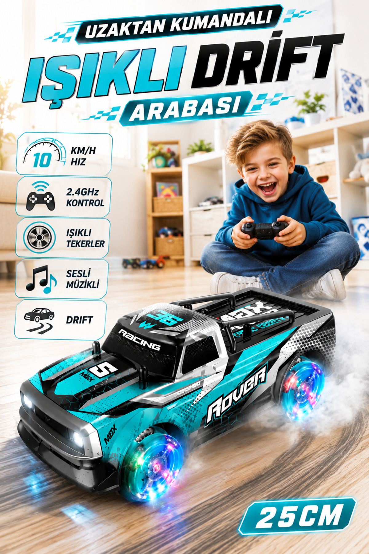YILDIRIM OYUNCAK Uzaktan Kumandalı 10km/h Yapan Drift Atan Araba