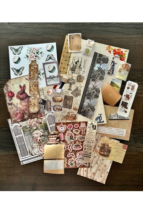theworkshop Cottagecore Tavşan Kolaj ve Sticker Seti A5