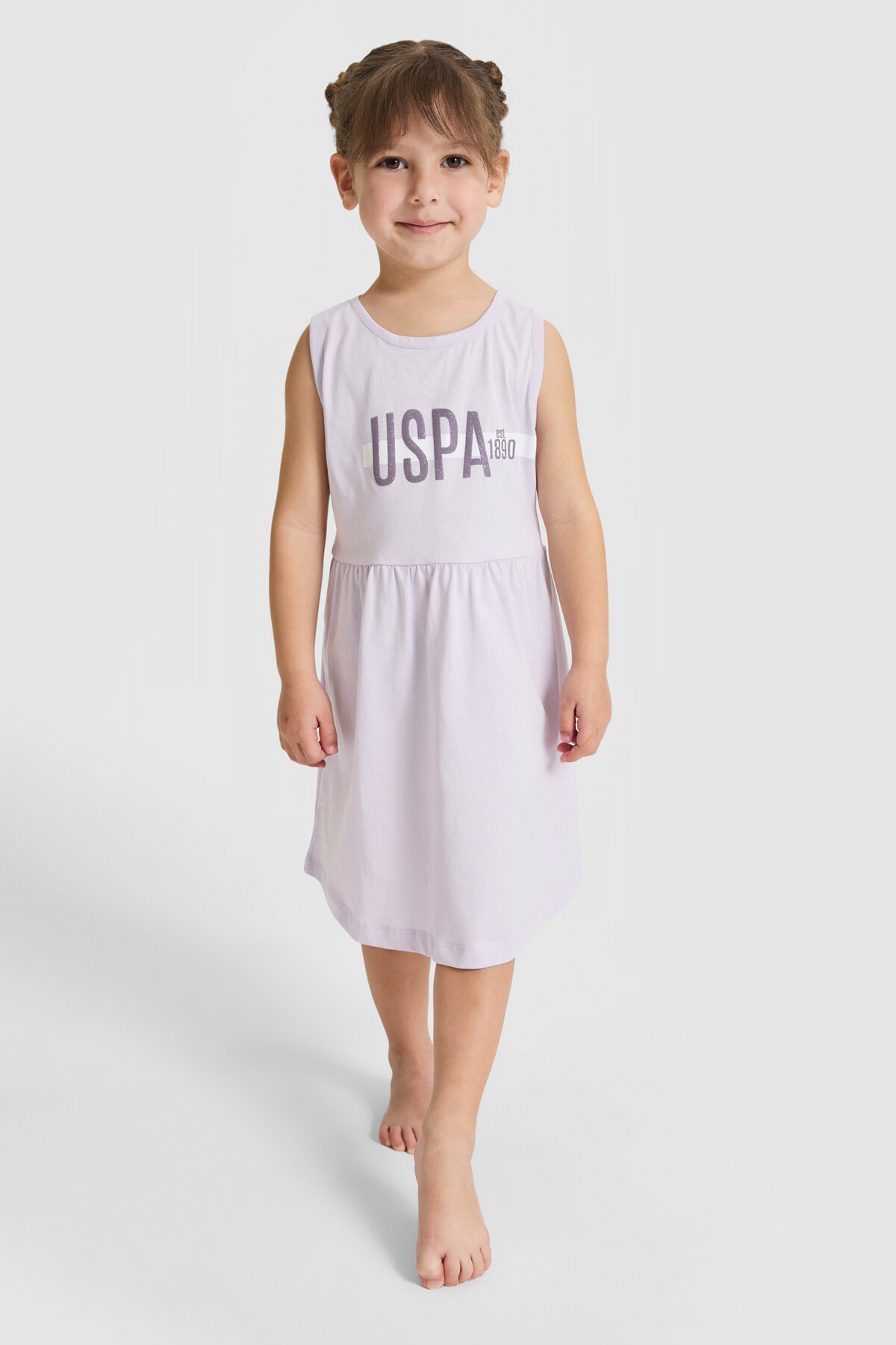 U.S. Polo Assn. Kız Çocuk Bisiklet Yaka Lila Elbise 50327335-VR034
