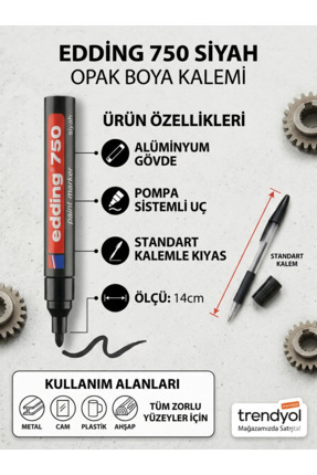 Edding 750 Siyah Boya Dekor Marker Kalem