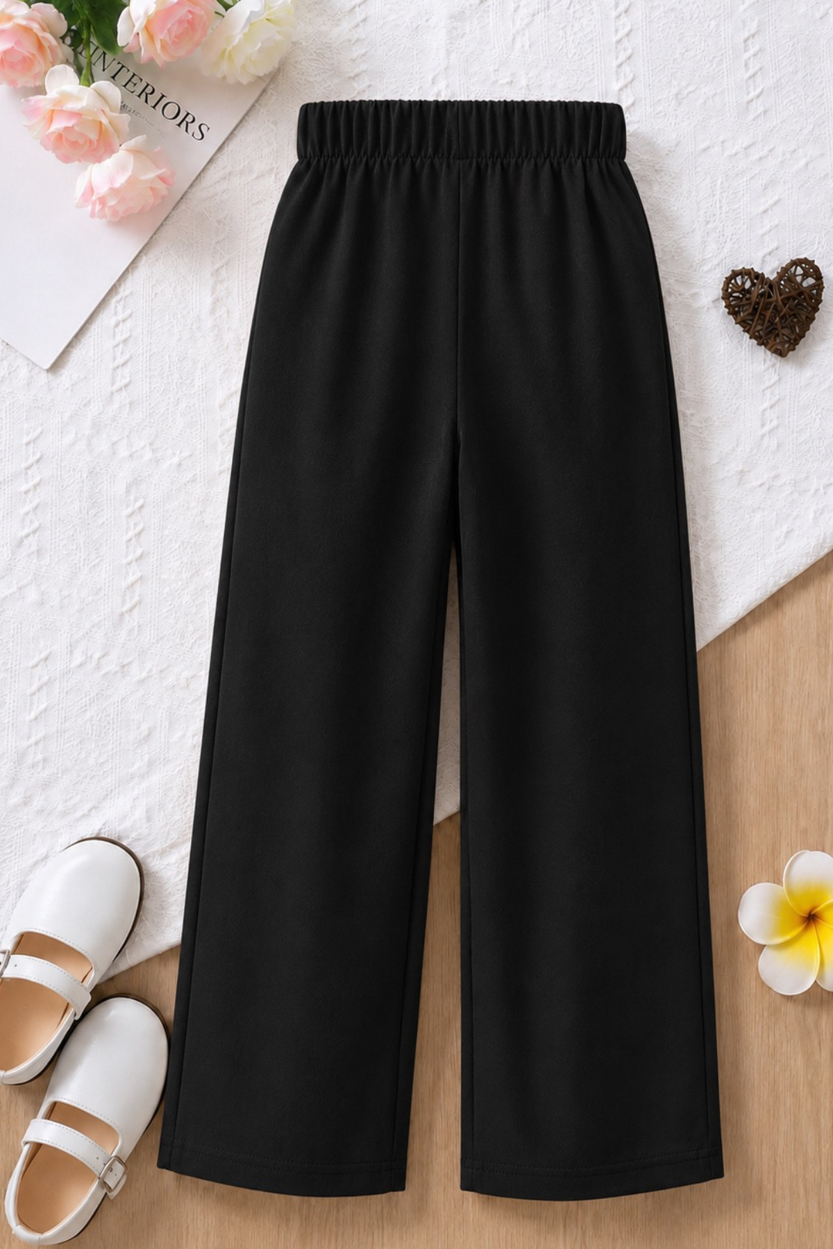 FESSHERA KİDS Girls' Wide-Cut Ankle-Length Pants