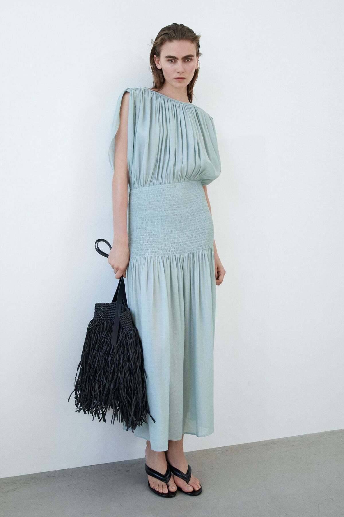 H&M Smocked cape-detail dress