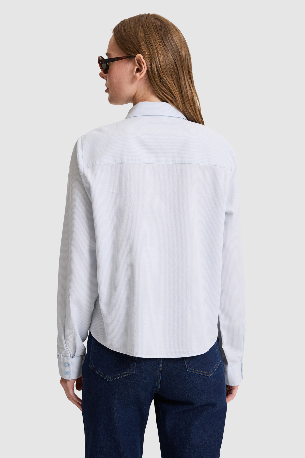 U.S. Polo Assn. Kadın Açık Mavi Uzun Kollu Gömlek 50324617-VR003 görsel 6
